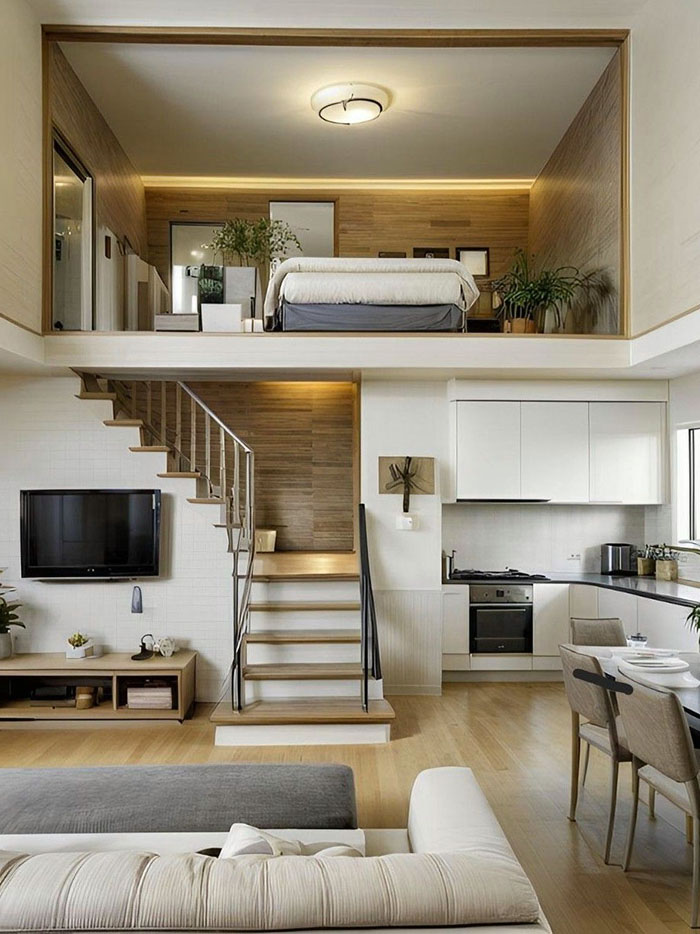 mẫu nhà gác lửng đẹp hiện đại